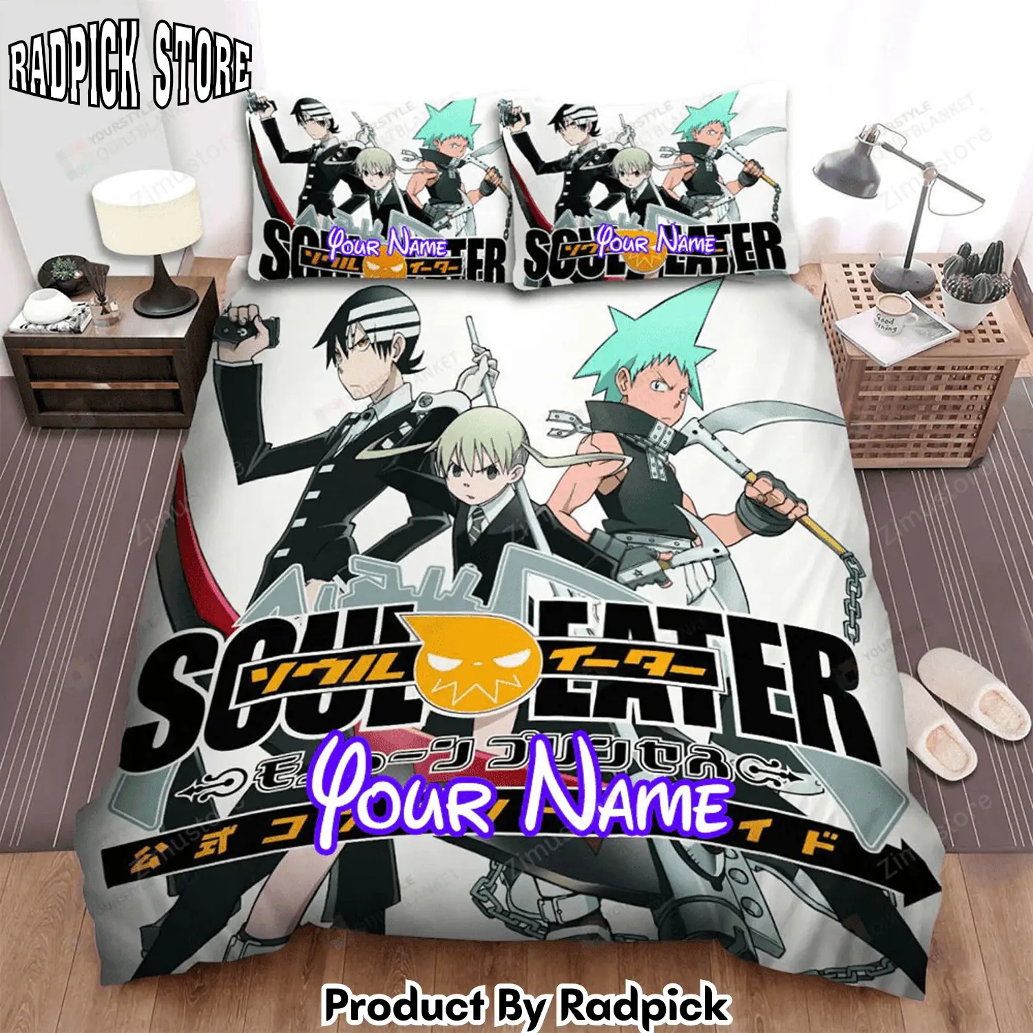 Radpick soul eater characters maka wit soul evans and black star bed sheets spread comforter duvet cover personalized name bedding sets rp3272165